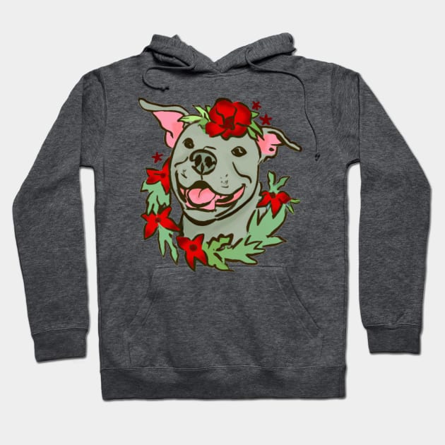 Christmas Pit Bull Hoodie by LochNestFarm